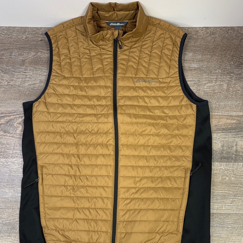 🧥 Eddie Bauer Men’s Insulated Vest – Tan & Black (Tall Large)